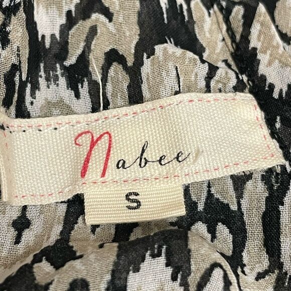 Nabee Black, Cream & White Designed Sheer Racerback Tank Top (Size: Small) - Picture 6 of 11